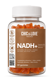 Bote de NADH+ Gummies de CHIC&LOVE, 60 gummies sabor naranja